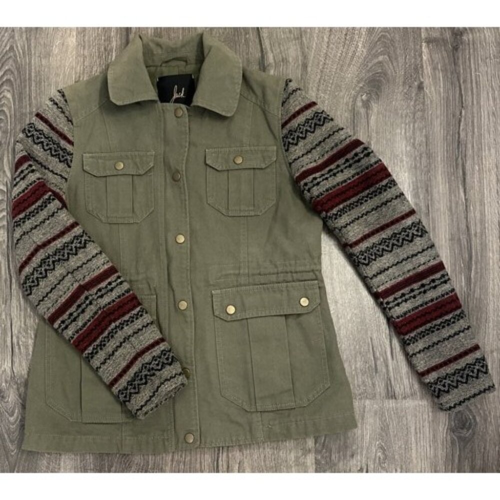Jack By BB Dakota Cinch Waist Oversized Pockets Full Zip Cargo Utility Jacket XS